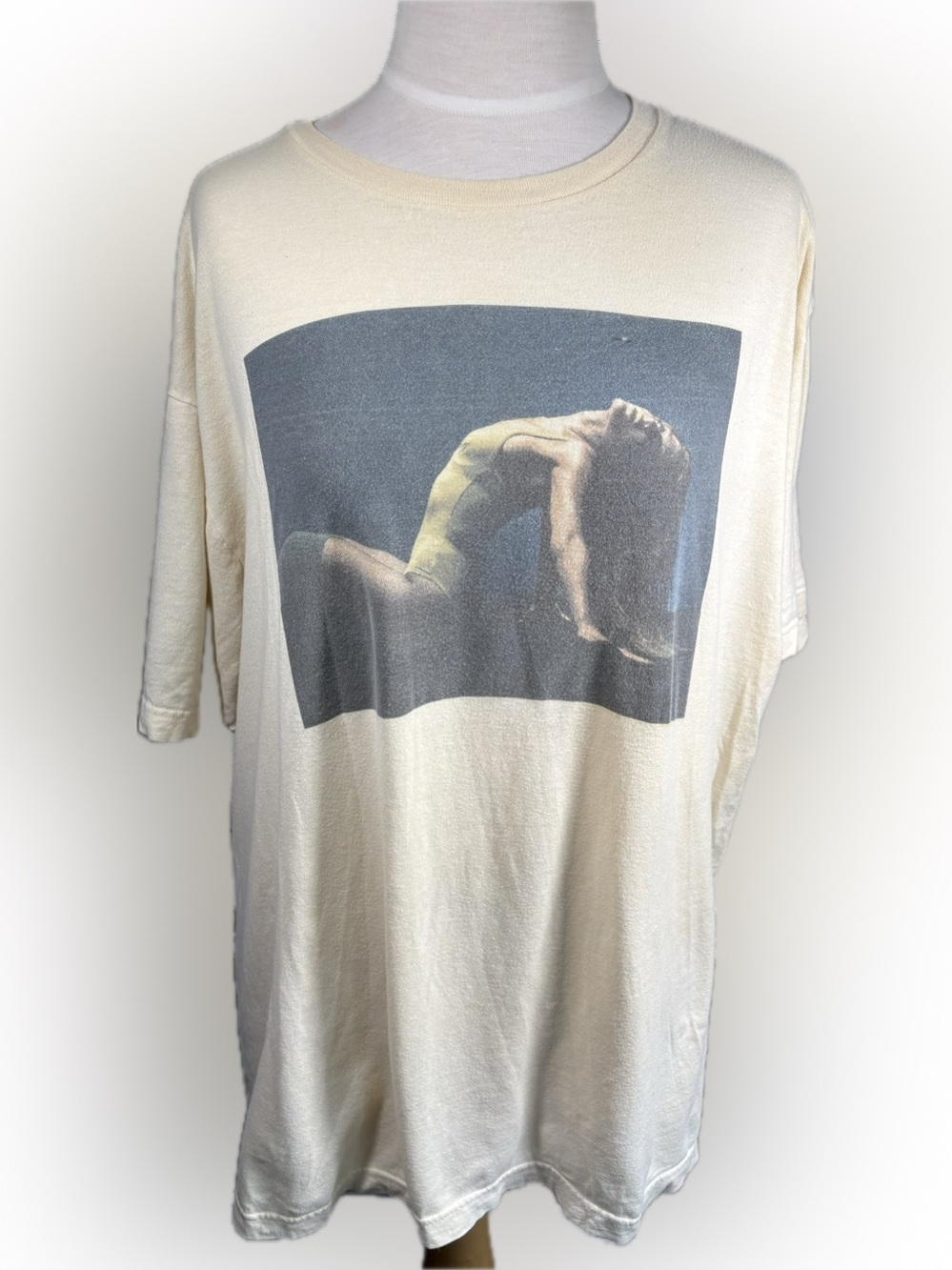 Graphic Tee with Photoreal Dance Print - Cream